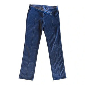 Heich Vintage Dark Brown Velour Straight Leg Asymmetric Waistband Pants Size 8